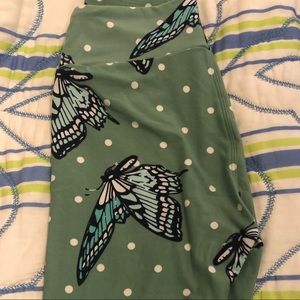 Lularoe New OS Green Butterfly Leggings